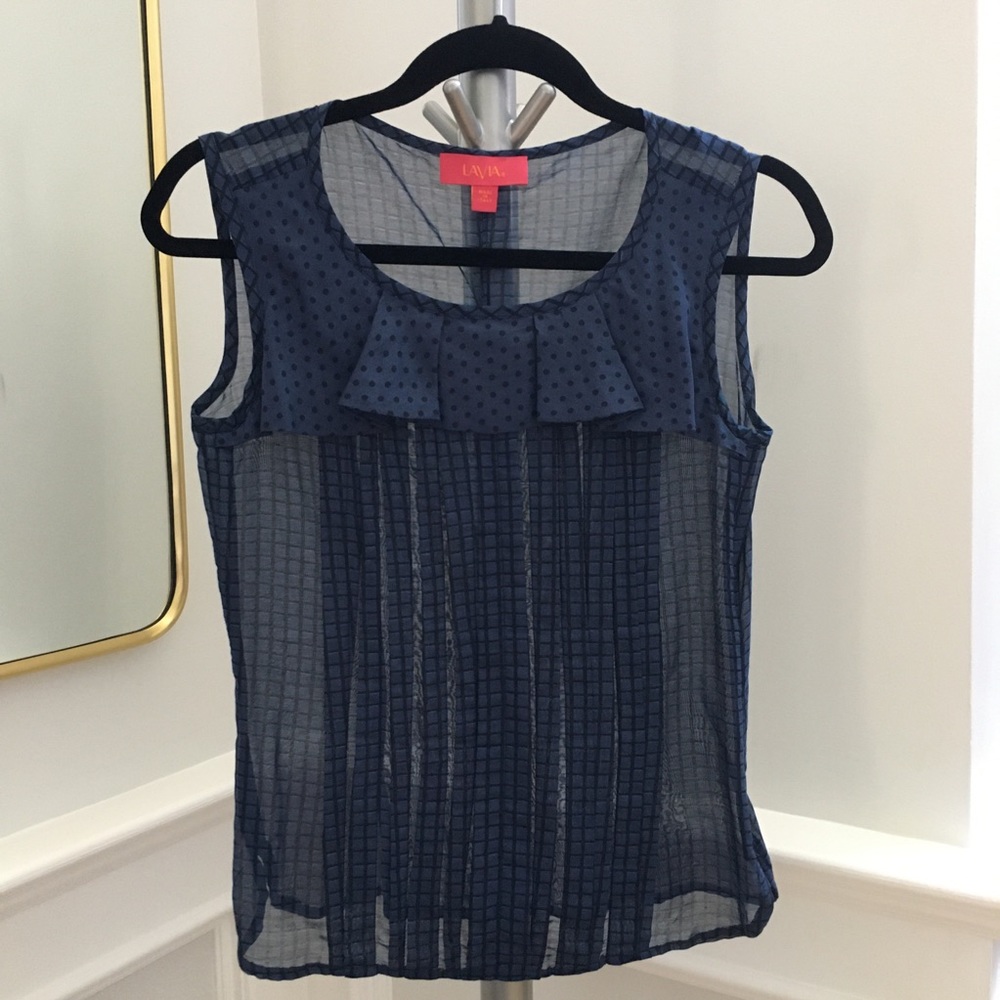 LaVia 18 navy sleeveless blouse size IT38